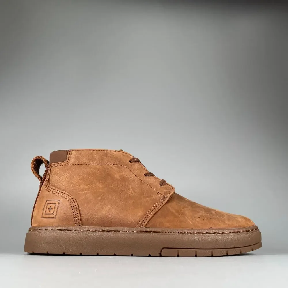 5.11 Tactical Men's 7.5 Chukka Boots Brown Leather Vibram Ankle Lace Up Shoe EUC